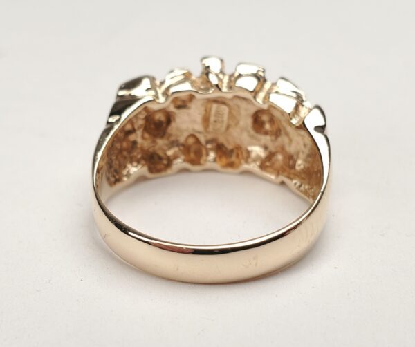 14k Yellow Gold 11mm Wide Nugget Mens Ladys Unisex Ring 8.5'' - Image 11