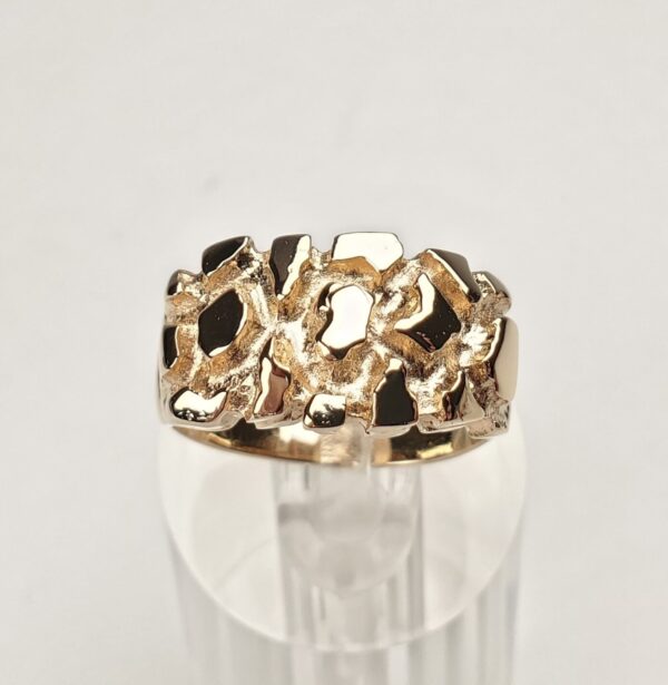 14k Yellow Gold 11mm Wide Nugget Mens Ladys Unisex Ring 8.5'' - Image 3