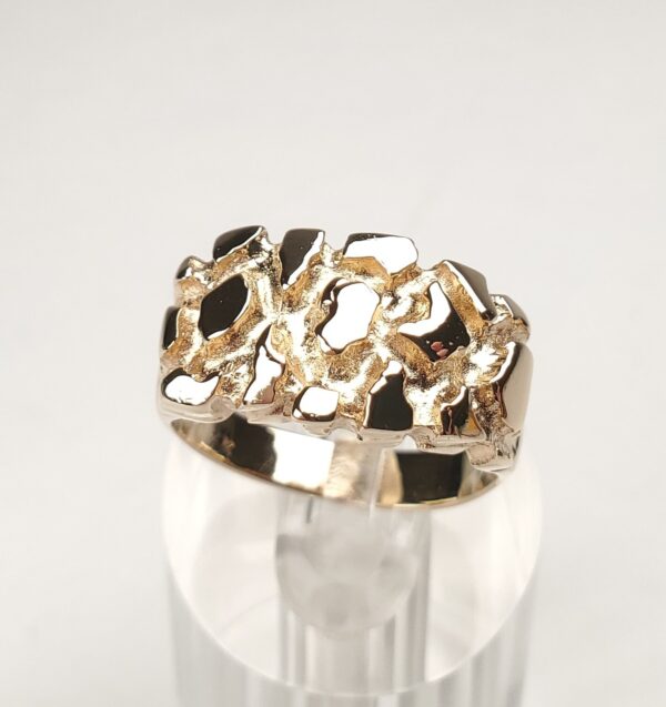 14k Yellow Gold 11mm Wide Nugget Mens Ladys Unisex Ring 8.5'' - Image 4