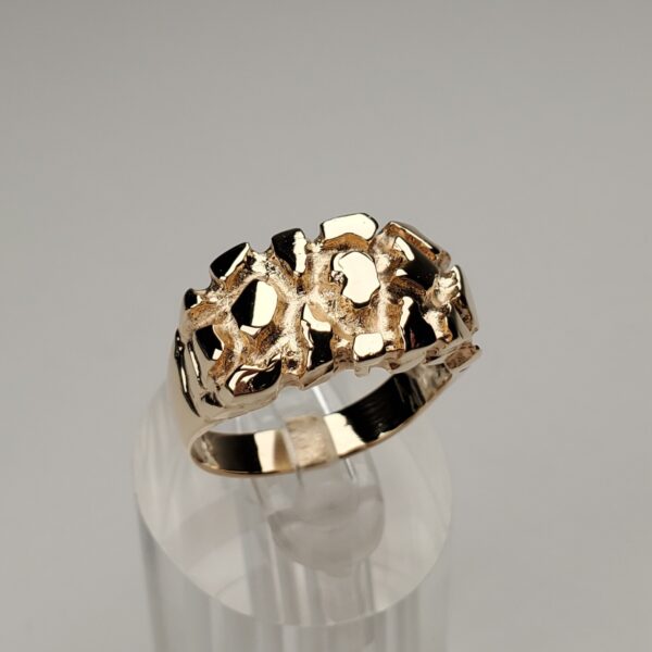 14k Yellow Gold 11mm Wide Nugget Mens Ladys Unisex Ring 8.5'' - Image 6