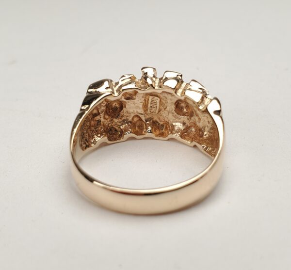 14k Yellow Gold 11mm Wide Nugget Mens Ladys Unisex Ring 8.5'' - Image 10
