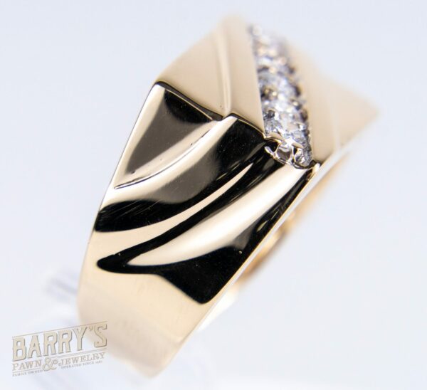 14k Yellow Gold 5 Stone Diamond Mens Ring - Image 5
