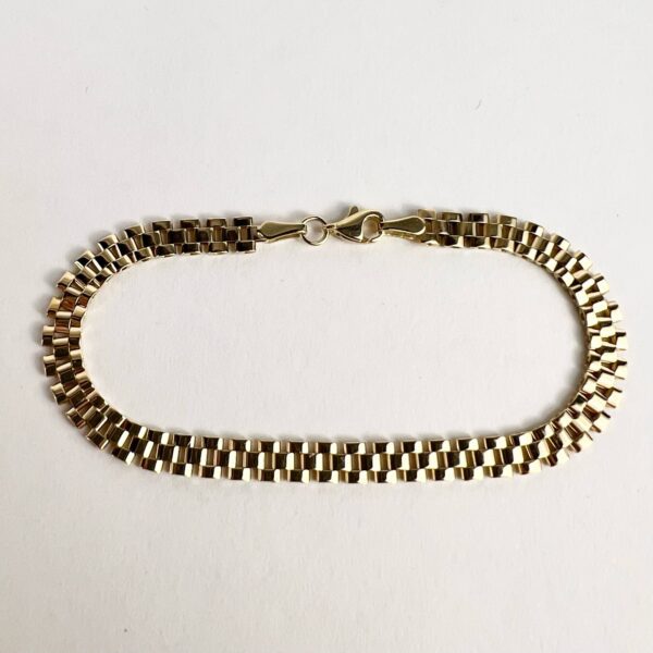 14k Yellow Gold 5mm Watch Style Link Bracelet 7.75'' - Image 4