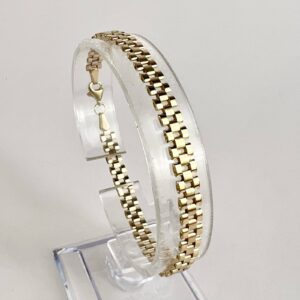 14k Yellow Gold 5mm Watch Style Link Bracelet 7.75''