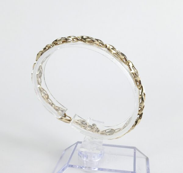 14k Yellow Gold Baguette Diamond Fire Flame Leaf Segment Style Link Bracelet - Image 7