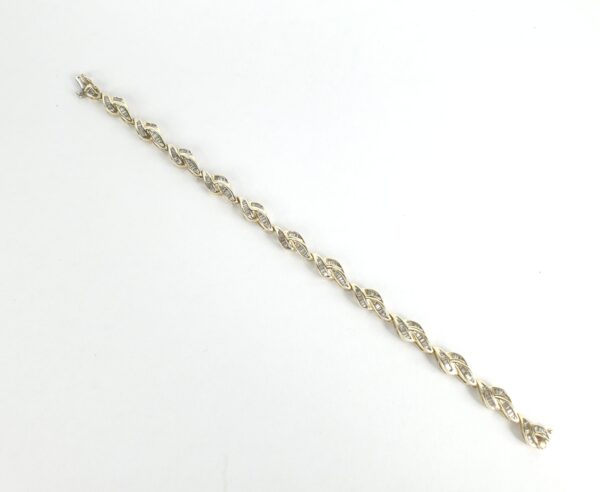 14k Yellow Gold Baguette Diamond Fire Flame Leaf Segment Style Link Bracelet - Image 8