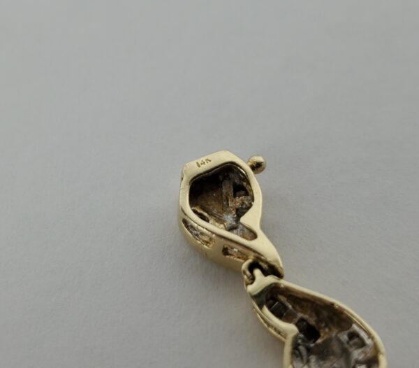 14k Yellow Gold Baguette Diamond Fire Flame Leaf Segment Style Link Bracelet - Image 10