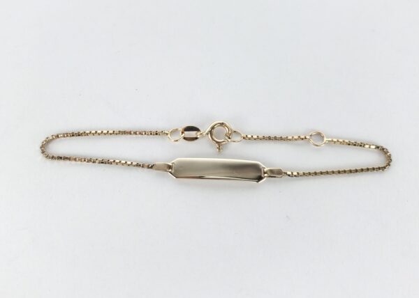 14k Yellow Gold Box Link ID Engravable Kids Small Bracelet 5 7/8 - 6 3/4'' - Image 3