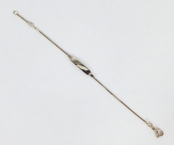 14k Yellow Gold Box Link ID Engravable Kids Small Bracelet 5 7/8 - 6 3/4'' - Image 5