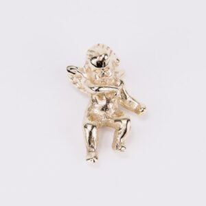 14k Yellow Gold Flying Angel Cherub Solid 3D Slider Pendant 1''