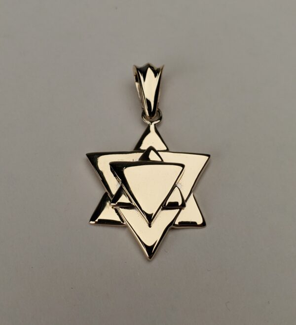 14k Yellow Gold Jewish Star of Magen David Drop Pendant 1 1/2'' - Image 3