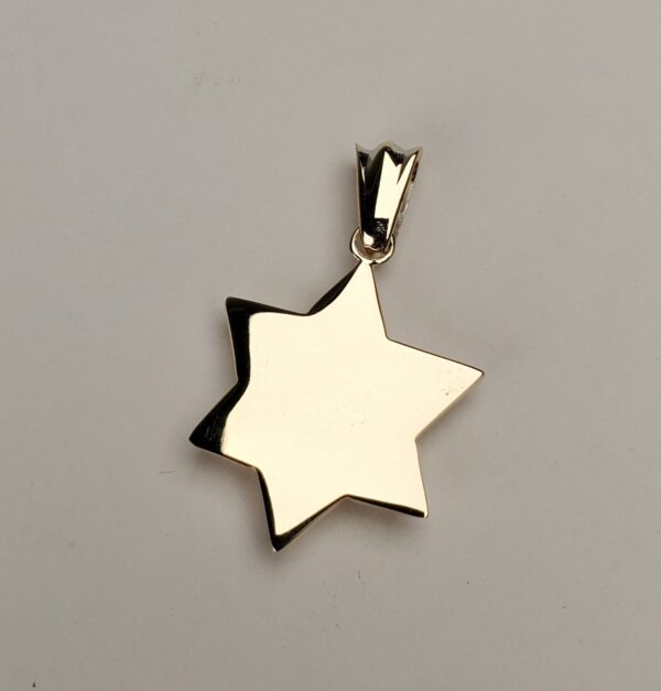 14k Yellow Gold Jewish Star of Magen David Drop Pendant 1 1/2'' - Image 6