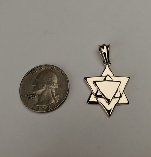 14k Yellow Gold Jewish Star of Magen David Drop Pendant 1 1/2'' - Image 7