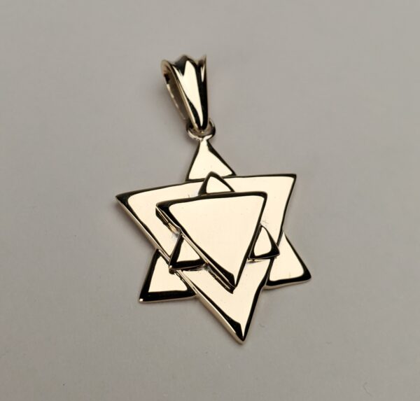 14k Yellow Gold Jewish Star of Magen David Drop Pendant 1 1/2''
