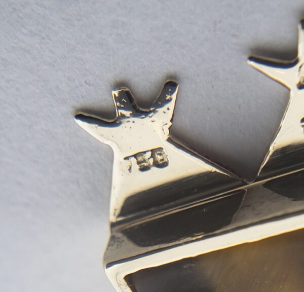 14k Yellow Gold Satin Finish Sea Nautical Tiger's Eye Diamond Penguin Pendant - Image 7