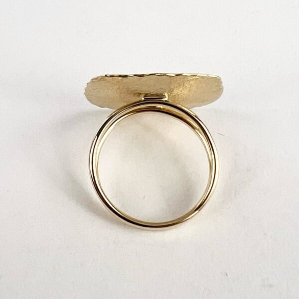 14k Yellow Gold Wide Sunburst Pattern Square Shield Ring 8'' - Image 8