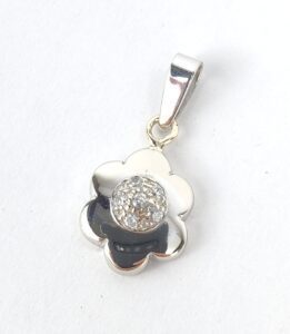 18k 14k White Gold Florette Cubic Zirconia Clover Flower Drop Dangle Pendant 1''