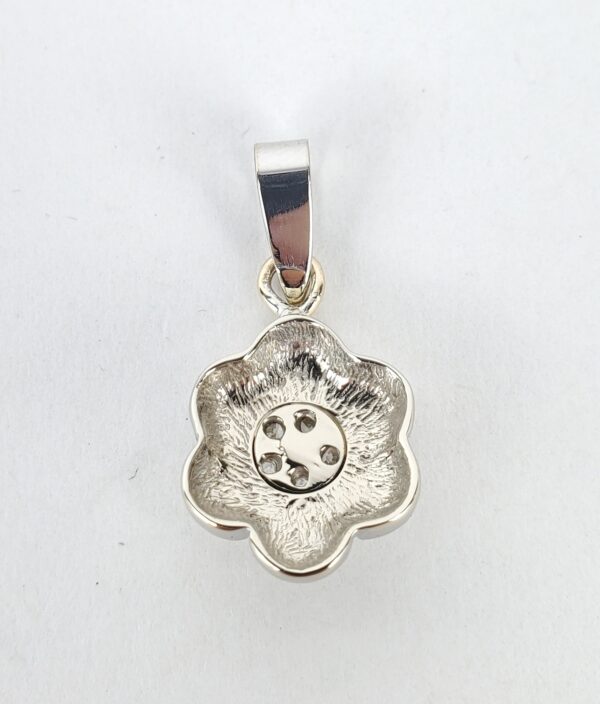 18k 14k White Gold Florette Cubic Zirconia Clover Flower Drop Dangle Pendant 1'' - Image 5