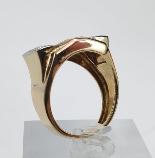 18k Multi-Tone Gold Retro Style Era Diamond Lab Ruby Cocktail Ring 6.5'' - Image 7