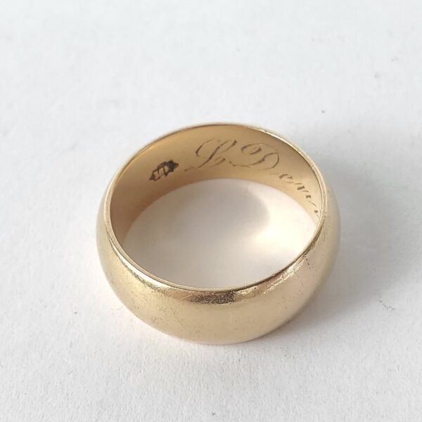 18k Yellow Gold Vintage Posey Convex 8mm Wedding Band Ring 9.25'' - Image 7