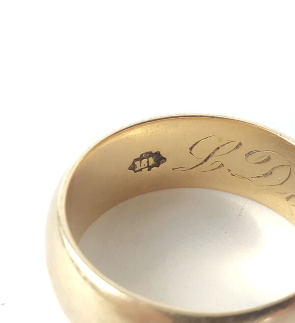 18k Yellow Gold Vintage Posey Convex 8mm Wedding Band Ring 9.25'' - Image 8