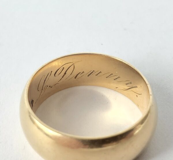 18k Yellow Gold Vintage Posey Convex 8mm Wedding Band Ring 9.25'' - Image 9