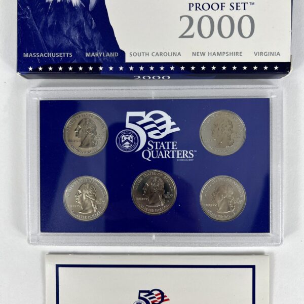 2000 S US Mint Clad Quarter Proof Set 50-State Quarters - 5 Coins - OGP w Papers - Image 3