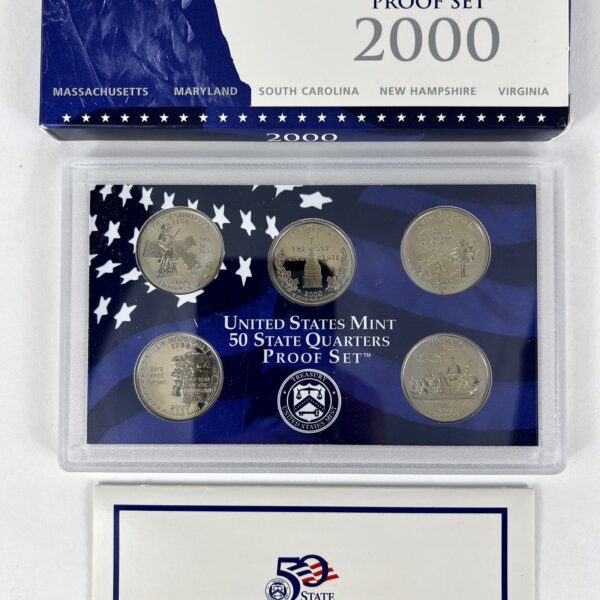 2000 S US Mint Clad Quarter Proof Set 50-State Quarters - 5 Coins - OGP w Papers - Image 4