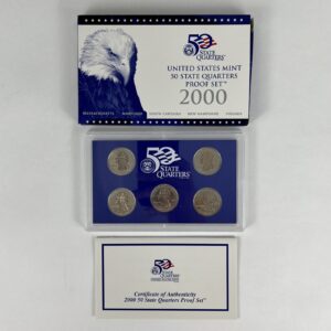 2000 S US Mint Clad Quarter Proof Set 50-State Quarters - 5 Coins - OGP w Papers