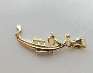 9k Yellow Gold Gondala Balsa Row Boat Drop Pendant 7/8''