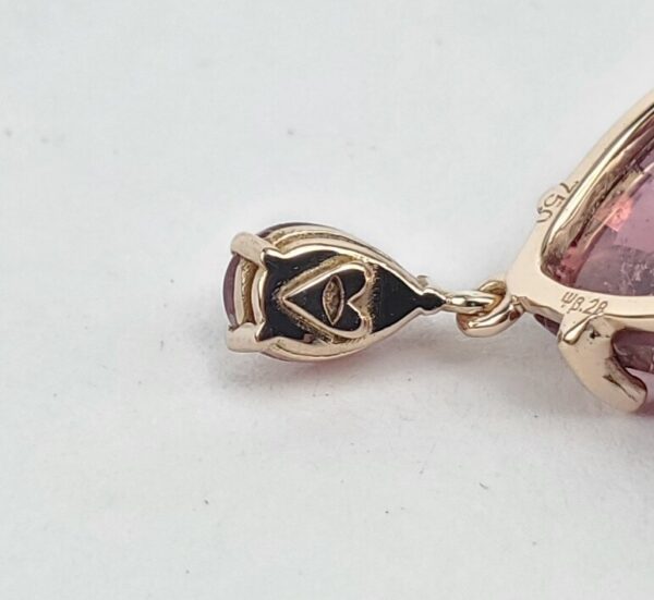 Christina Alexiou 18k 14k Rose Gold Tourmaline Heart Crown Drop Pendant 1 1/2'' - Image 7