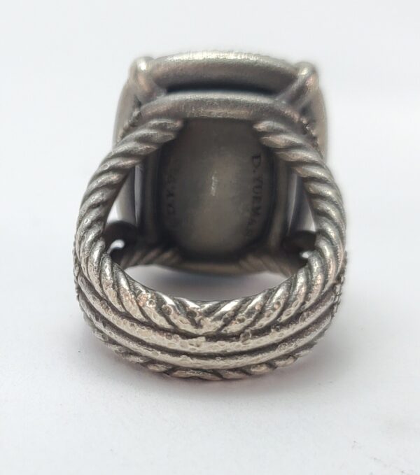 David Yurman 925 Darkened Sterling Silver Blue Topaz Diamond Chantelaine Ring - Image 9