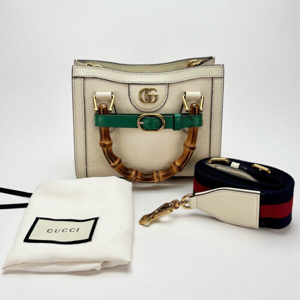 Gucci Diana GG Canvas Bamboo Handle Small Tote Bag w/ Strap - Image 3