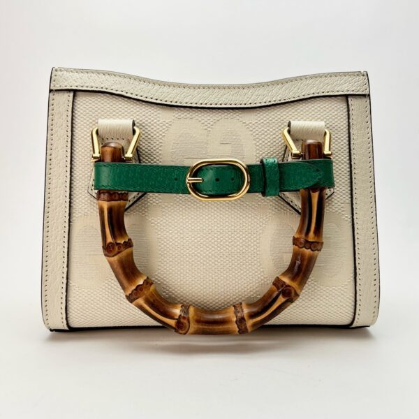 Gucci Diana GG Canvas Bamboo Handle Small Tote Bag w/ Strap - Image 4