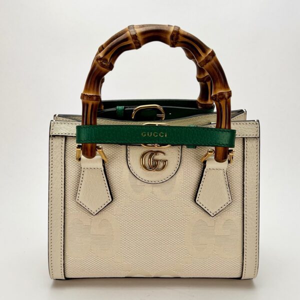 Gucci Diana GG Canvas Bamboo Handle Small Tote Bag w/ Strap - Image 5