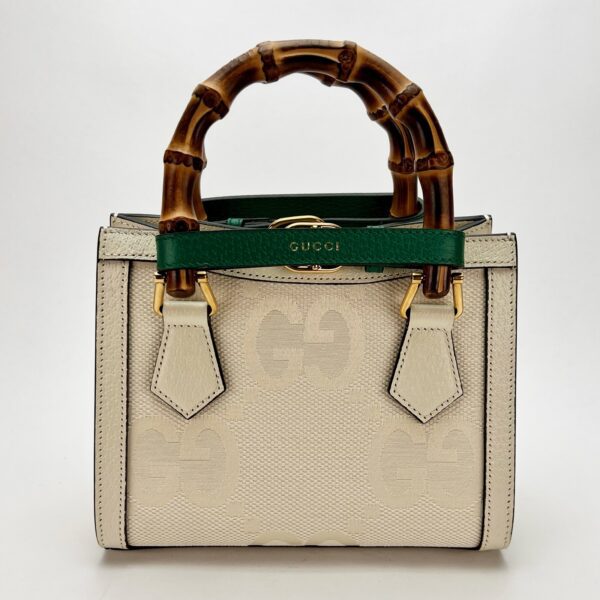 Gucci Diana GG Canvas Bamboo Handle Small Tote Bag w/ Strap - Image 6