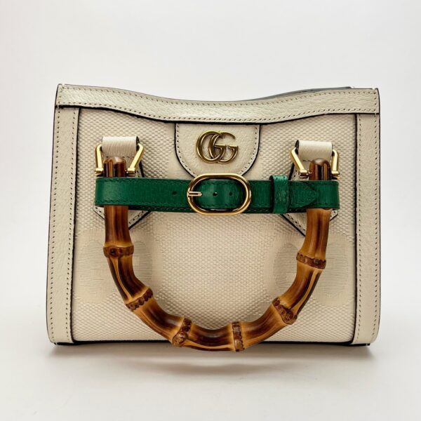 Gucci Diana GG Canvas Bamboo Handle Small Tote Bag w/ Strap