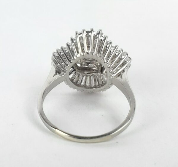 Platinum 1.85ctw Round Brilliant Baguette Ballerina Halo Cocktail Ring 5'' - Image 8