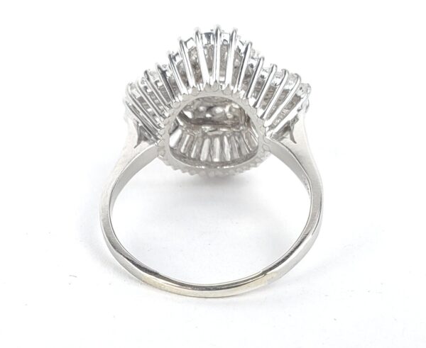 Platinum 1.85ctw Round Brilliant Baguette Ballerina Halo Cocktail Ring 5'' - Image 9