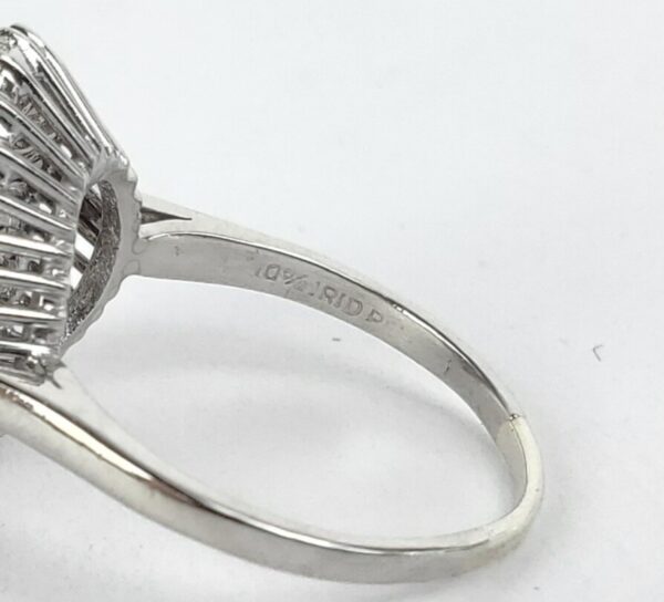 Platinum 1.85ctw Round Brilliant Baguette Ballerina Halo Cocktail Ring 5'' - Image 10