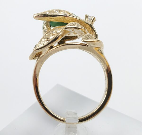 Vintage 14k Yellow Gold 3ctw Turquoise Diamond Leaf Branch Cocktail Ring 6'' - Image 7