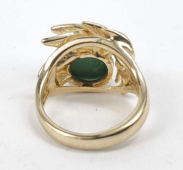 Vintage 14k Yellow Gold 3ctw Turquoise Diamond Leaf Branch Cocktail Ring 6'' - Image 8