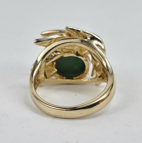 Vintage 14k Yellow Gold 3ctw Turquoise Diamond Leaf Branch Cocktail Ring 6'' - Image 9