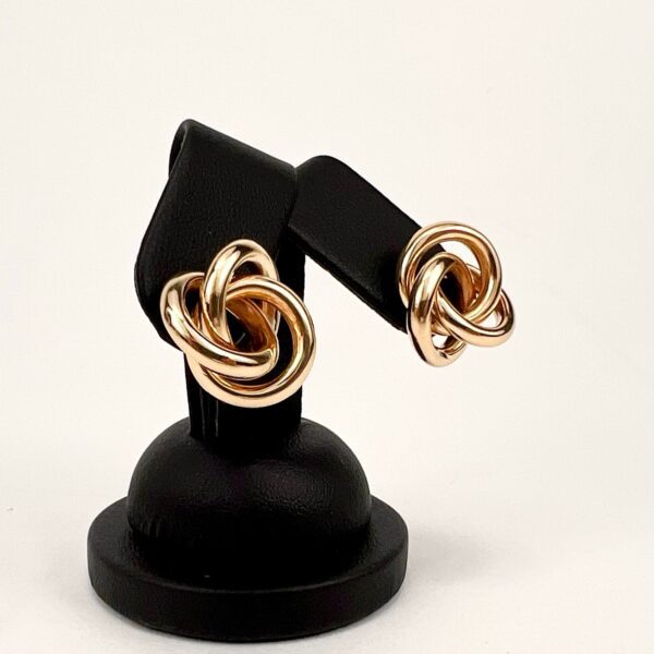 Vintage 14k Yellow Gold Love Knot Stud Earrings 3/4'' - Image 4