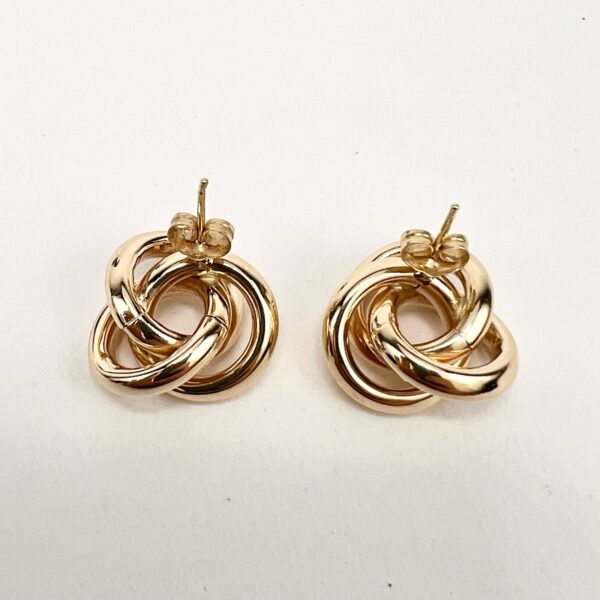 Vintage 14k Yellow Gold Love Knot Stud Earrings 3/4'' - Image 8