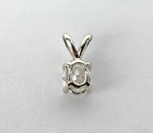 14k White Gold .60ctw D/E VS2 Oval Cut Diamond Drop Dangle Pendant 3/8'' - Image 5