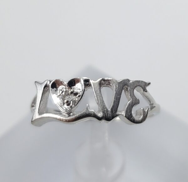 14k White Gold Diamond Love Promise Band Ring 6'' - Image 3