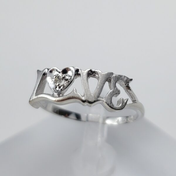 14k White Gold Diamond Love Promise Band Ring 6'' - Image 4