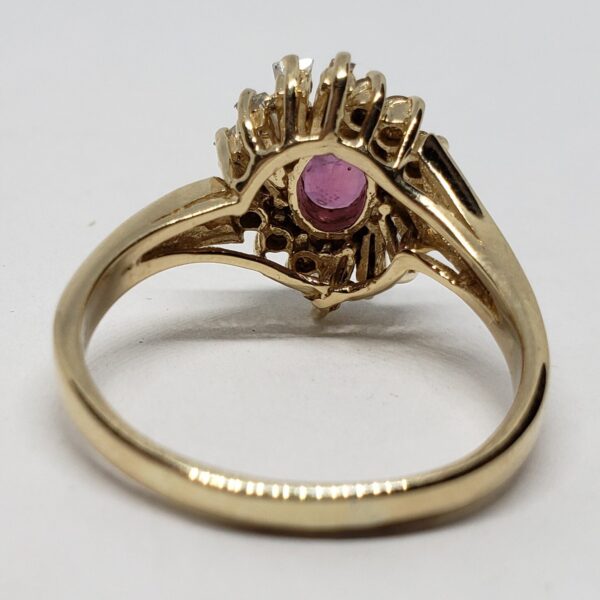 14k Yellow Gold 1.26ctw Natural Ruby Diamond Halo Cocktail Cluster Ring - Image 4