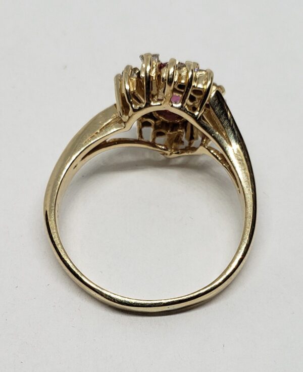 14k Yellow Gold 1.26ctw Natural Ruby Diamond Halo Cocktail Cluster Ring - Image 5